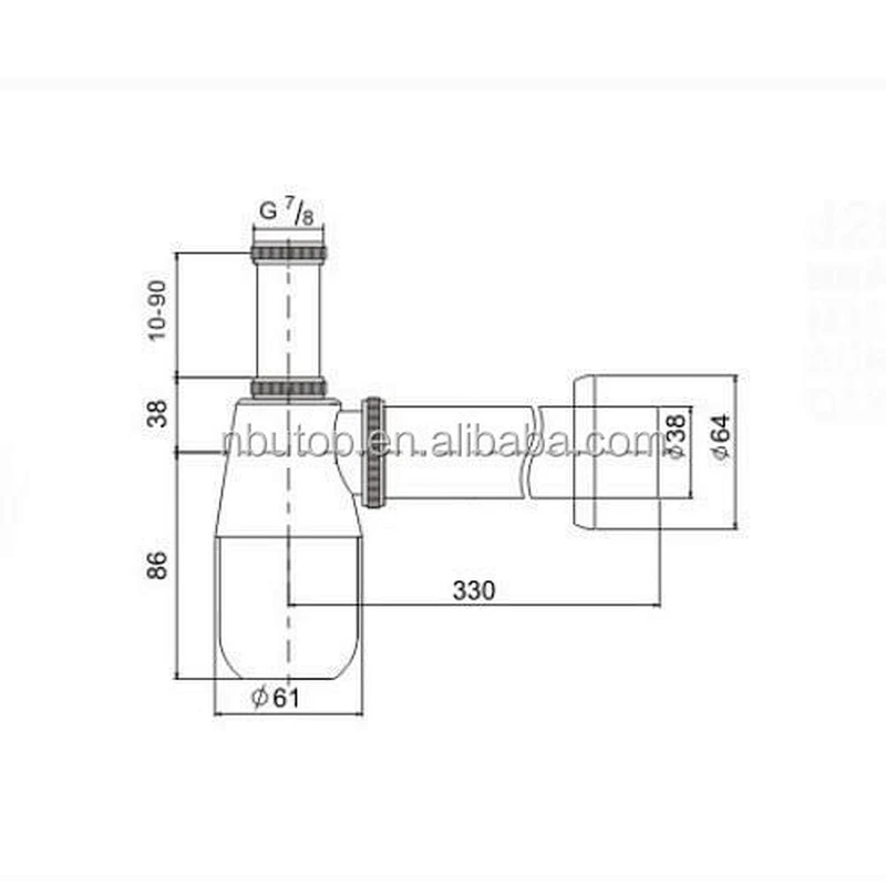 7/8'' Brass bottle trap for basin waste
