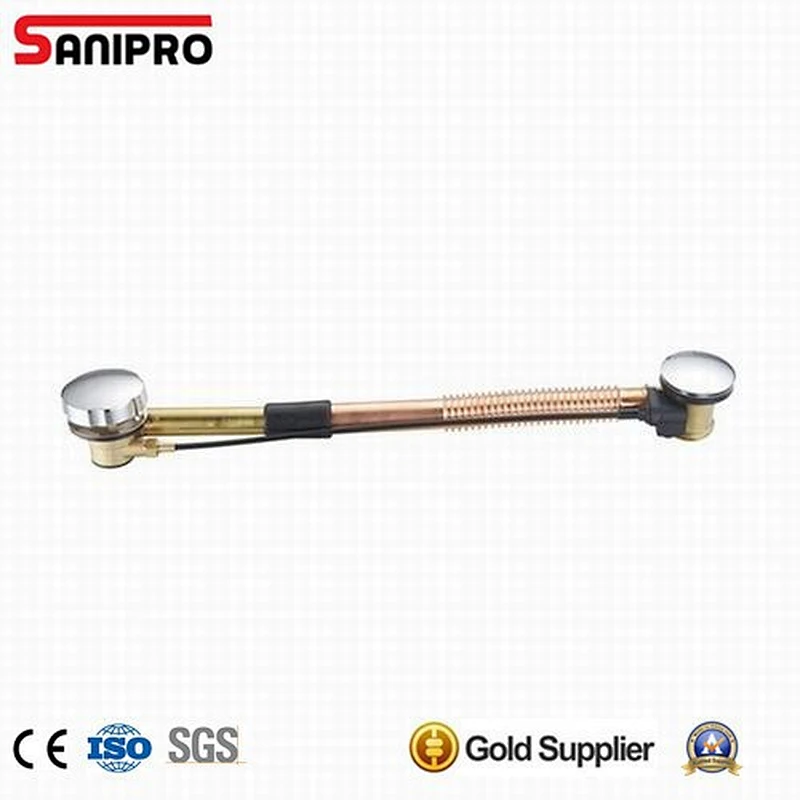 Brass combination bathtub waste handle-controlled with flexible pipe & big cap