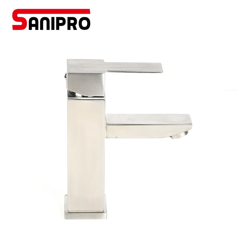 SANIPRO Square Bathroom Sink Faucet Single Handle Basin Faucet Wash Tap Bathroom Toilet Deck Mounted Basin Tap