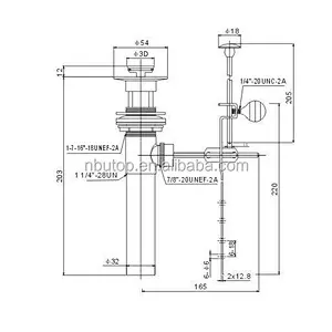 SANIPRO 1 1/4'' Brass Pop-up lavatory Drain CP complete assembly