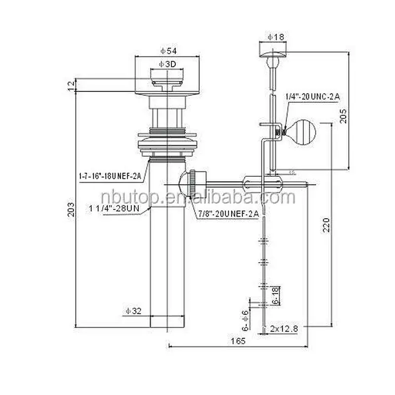 SANIPRO 1 1/4'' Brass Pop-up lavatory Drain CP complete assembly