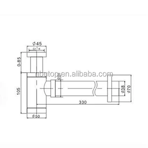 1 1/4'' Brass basin Siphon with chrome plated