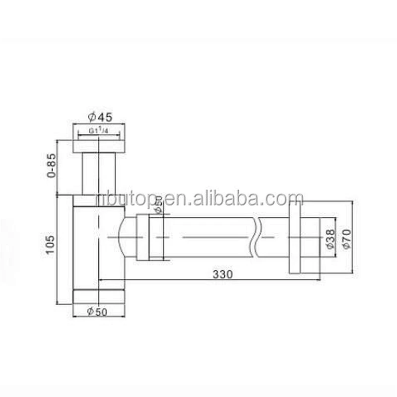 1 1/4'' Brass basin Siphon with chrome plated