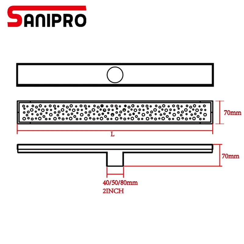 smart floor drain cover channel shower strip Vertical outlet drain without flange