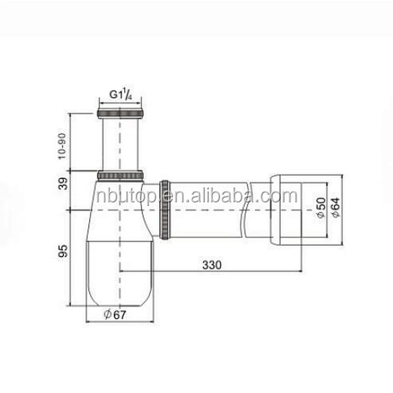 1 1/4'' Brass basin Siphon with chrome plated