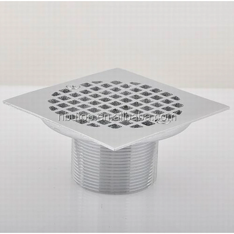 NO hub shower drain with 4 1/4 square brass strainer CP