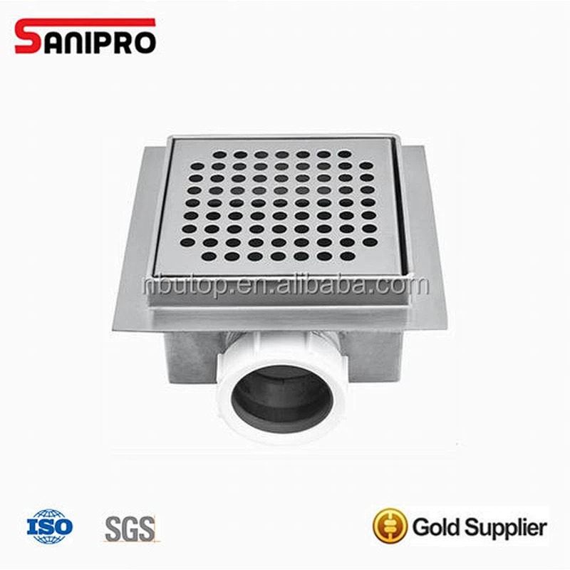 Chrome plated square plumbing floor drain