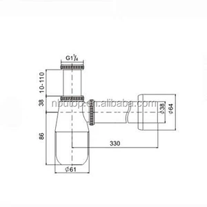 1 1/4'' 330mm Height Brass Siphon Drain bottle trap for wash basin