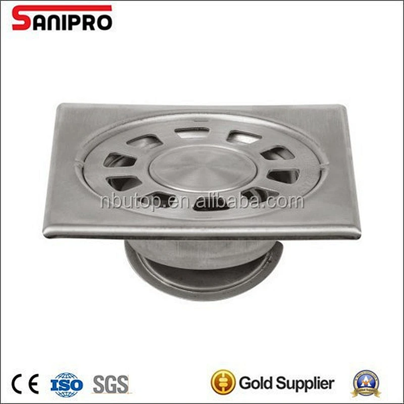 Stainless steel square bathroom polished floor waste drain