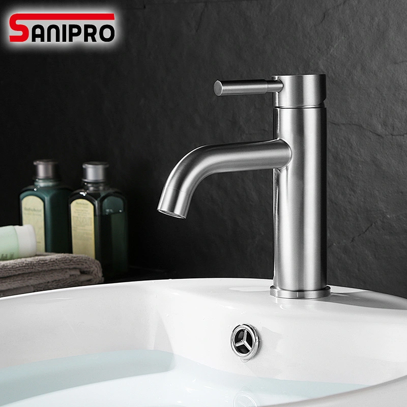 SANIPRO SUS304 Material Wash Basin Mixer Brushed Surface Fingerprint Resistant Bathroom Basin Faucet Durable Tap