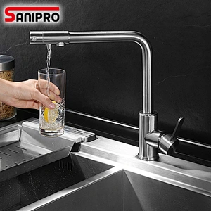 SANIPRO SUS304 Purified Water Kitchen Faucet Mixer Tap and Pure Water Filter Faucet Deck Mounted Dual Handles Hot Cold Taps
