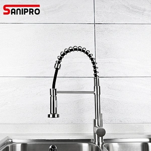 DeckMounted taps 360 kitchen faucet Spring pull out spout stainless steel brushed