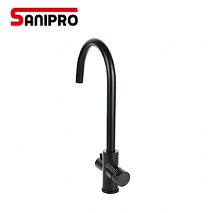 SANIPRO New Black Kitchen sink Faucet mixer 360 Degree Rotation Water Purification tap Dual Handle Water Faucet