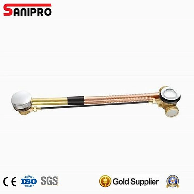 1 1/2'' Brass bathtub cable drive waste with two horizontal outlets for choice