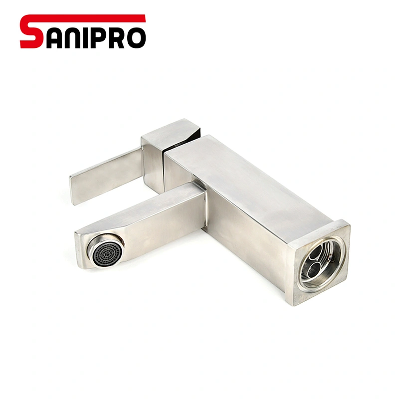SANIPRO Square Bathroom Sink Faucet Single Handle Basin Faucet Wash Tap Bathroom Toilet Deck Mounted Basin Tap