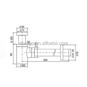 1 1/4'' Brass basin Siphon with chrome plated