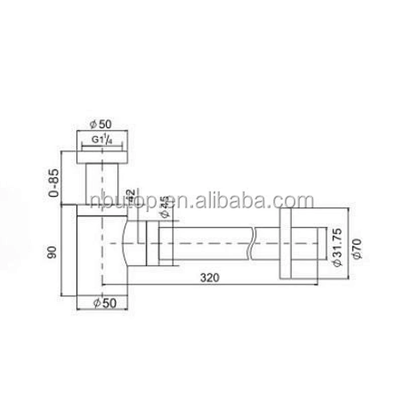 1 1/4'' Brass basin Siphon with chrome plated