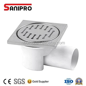 Modern square bathroom floor drain with removable strainer