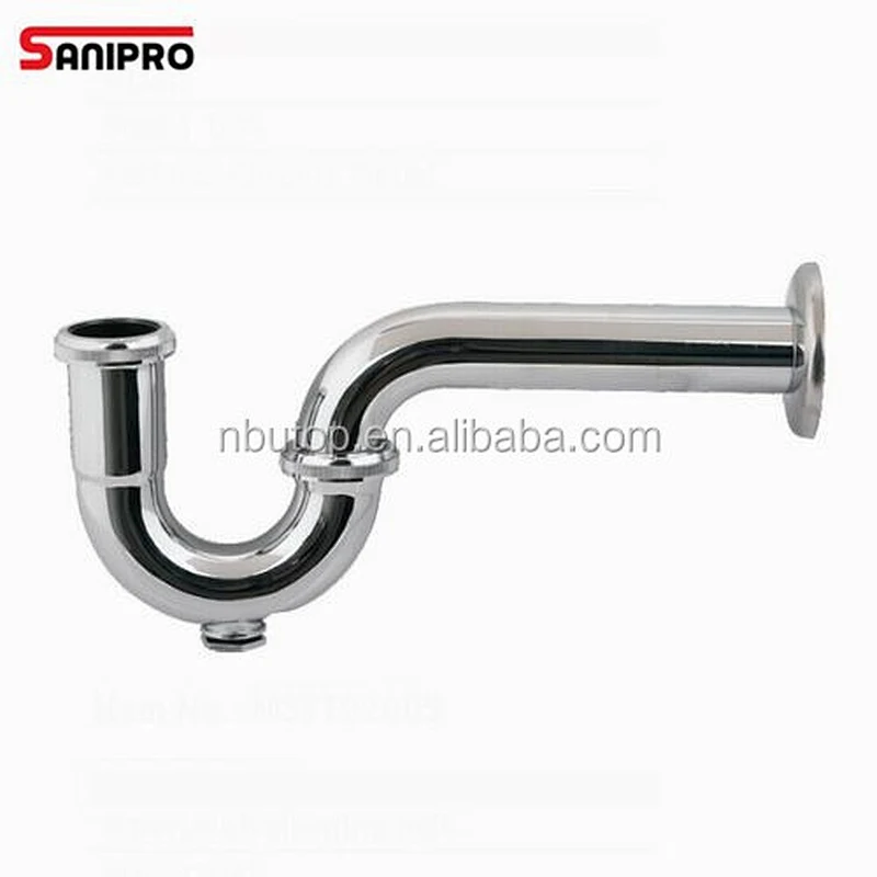 Brass or stainless steel P-trap and s-trap for basin with cleanout chrome plated