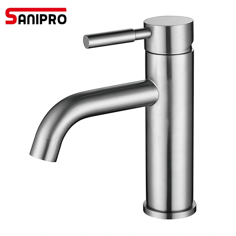 SANIPRO SUS304 Material Wash Basin Mixer Brushed Surface Fingerprint Resistant Bathroom Basin Faucet Durable Tap