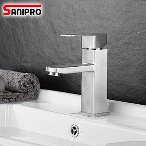 SANIPRO SUS304 Square Basin Faucet Bathroom Wash basin Mixer Tap Single Basin Tap Torneira da bacia