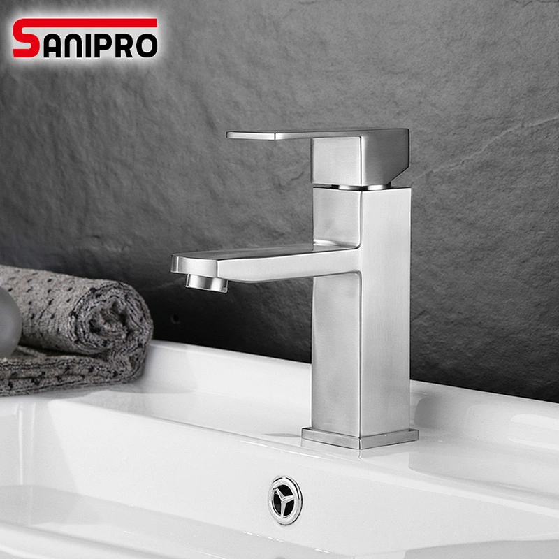 SANIPRO SUS304 Square Basin Faucet Bathroom Wash basin Mixer Tap Single Basin Tap Torneira da bacia