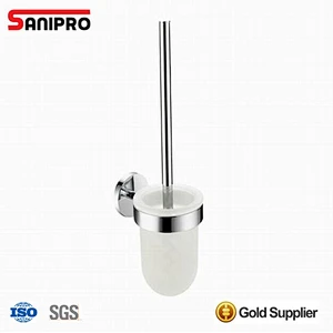 Decorative white wall hung toilet brush holder