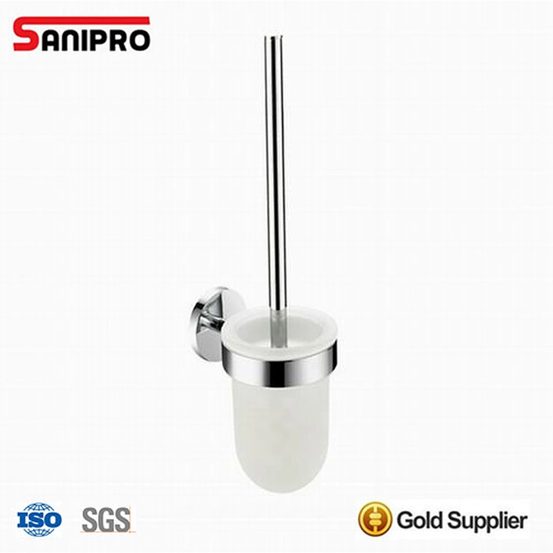 Decorative white wall hung toilet brush holder