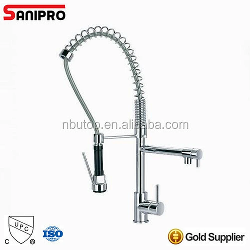 Sanipro bright shiny single lever pull out kitchen UPC aqua american faucet