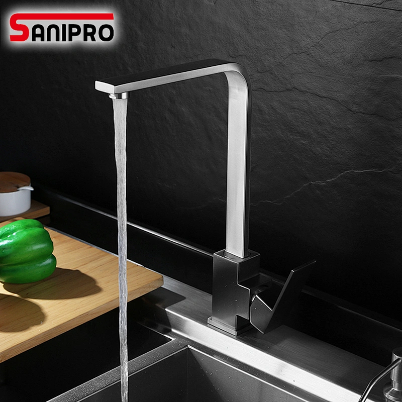 Sanipro SUS304 Brushed nickel kitchen faucet modern kitchen mixer tap stainless steel 360 Degree Cold and Hot Tap SUS304 Kitchen