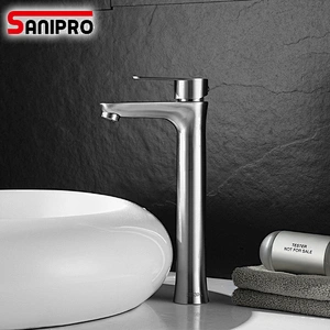 SANIPRO SUS304 Stainless Steel Basin Sink Mixer Tap Faucet Bathroom Mixer Faucet SUS304 SATIN NICKEL BRUSHED
