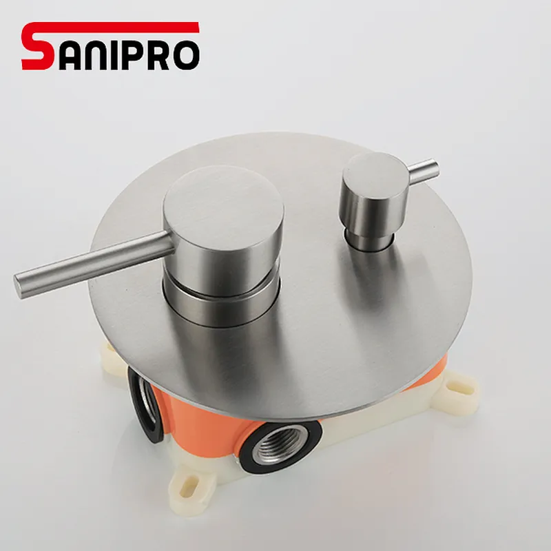 Sanipro modern design stainless steel bathroom rain round concealed shower set