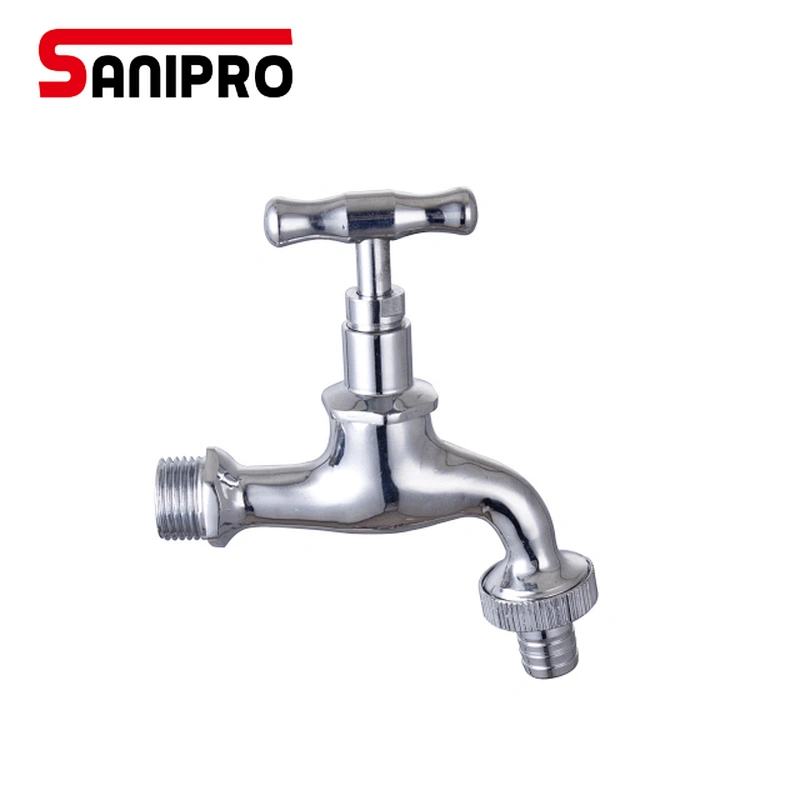 SANIPRO 1/2 3/4 inch Bibcock Nickel Plating Garden Water Tap Washing Machine Bibcock