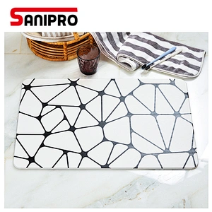 SANIPRO high quality Marble texture Diatomite Bath Mat Diatomaceous Earth Bathroom Mat Self-Refreshing Hard Shower Mats