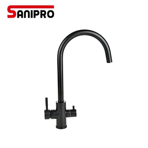 SANIPRO New Black Kitchen sink Faucet mixer 360 Degree Rotation Water Purification tap Dual Handle Water Faucet