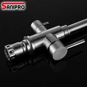 SANIPRO Purified Water Kitchen Faucet Pure Water Filter Deck Mounted Faucet Crane Dual Handles Hot Cold Water Mixer Taps