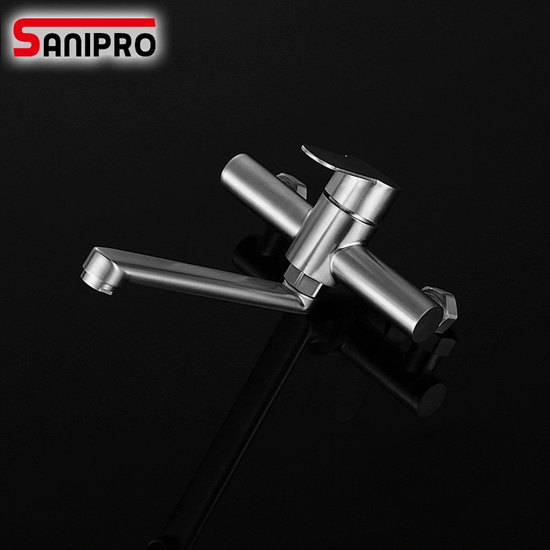 Sanipro Faucet Kitchen Sink Tap SUS304 Stainless Steel Brushed Nickel Water Taps Cold&Hot Mixer Taps