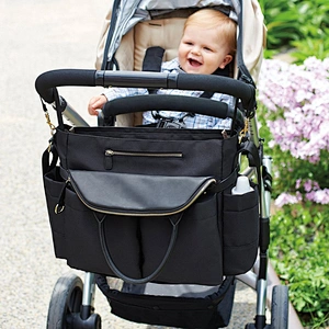Uweld Fashion Tote Diaper Bag With Changing Pad Stroller Attachment