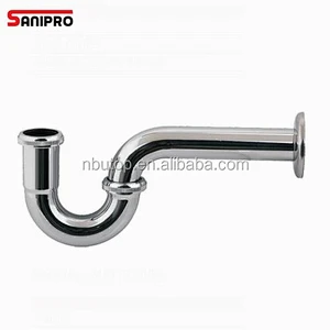 Brass or stainless steel P trap sewage for basin with chrome plated