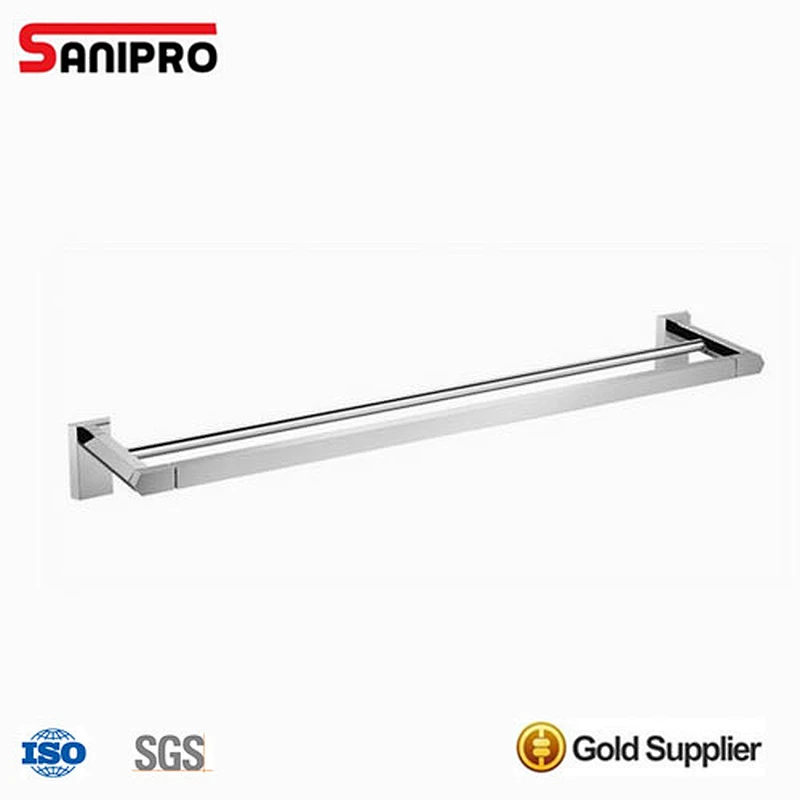 Bathroom Accessories Wall Mounted Chrome Double Towel Rail Bar