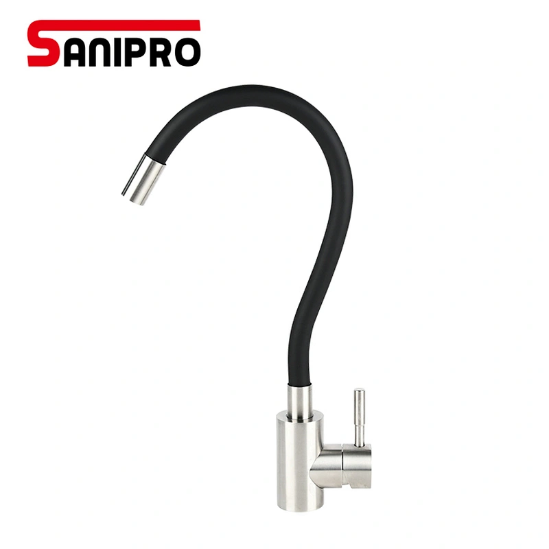 SANIPRO Kitchen silicone tube faucet 304 stainless steel Kitchen faucet Lead-free universal Rotatable SUS304 Sink faucet
