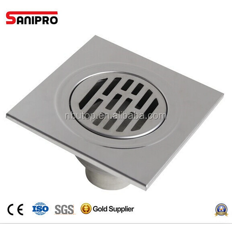 RUSSIAN STAINLESS STEEL VERTICAL OUTLET 15X15 BATHROOM SHOWER FLOOR DRAIN