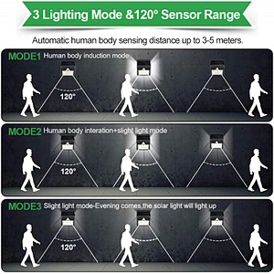 114 Led Outdoor Wall Mounted Porch Light Solar Powered Waterproof Garden Lights