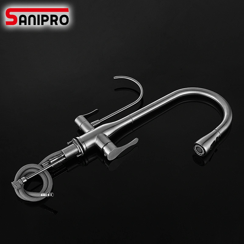 SANIPRO Purified Kitchen Faucet 360 Degree Rotation Hot Cold Water Deck Mounted Pure Water Chrome Filter Sinks Mixer Tap