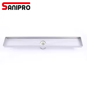 SANIPRO Vertical outlet linear drain 304 long stainless steel floor drain for bathtub