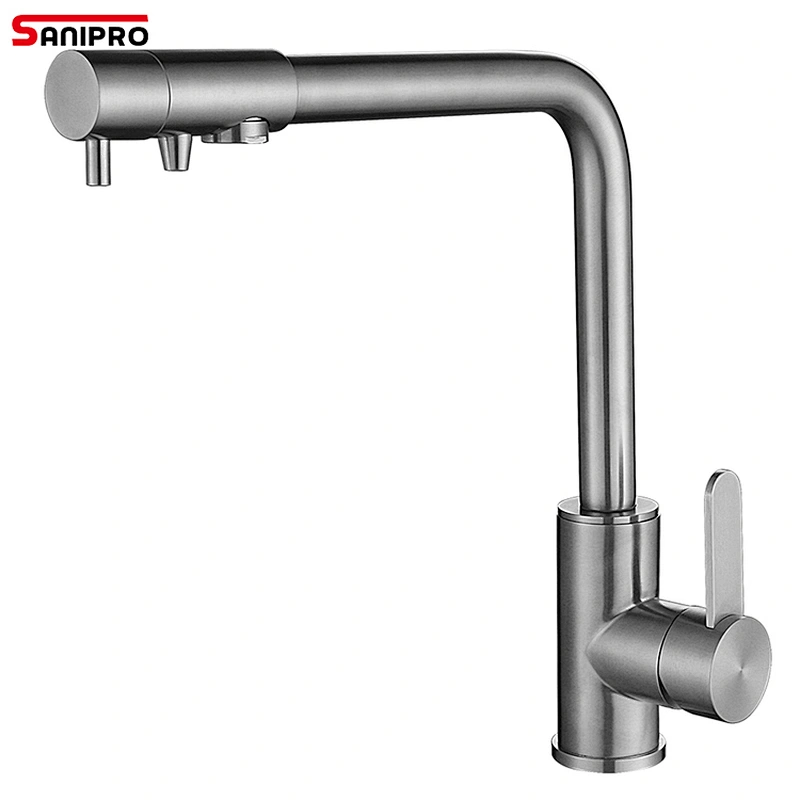 SANIPRO SUS304 Purified Water Kitchen Faucet Mixer Tap and Pure Water Filter Faucet Deck Mounted Dual Handles Hot Cold Taps