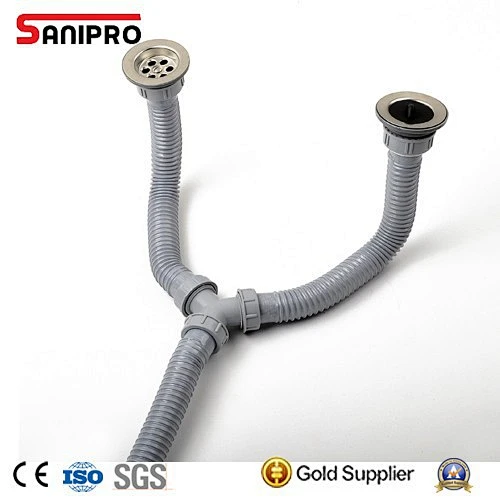 Flexible double strainer sink drain plastic pipe sink