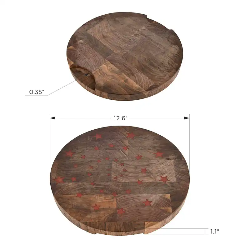 Uweld Round Walnut Wood Cutting Board Serving Plate