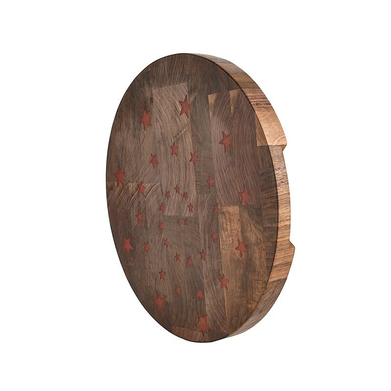 Uweld Round Walnut Wood Cutting Board Serving Plate