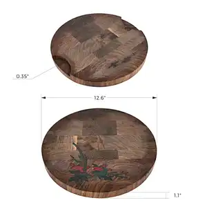 Uweld Round Walnut Wood Cutting Board Serving Board